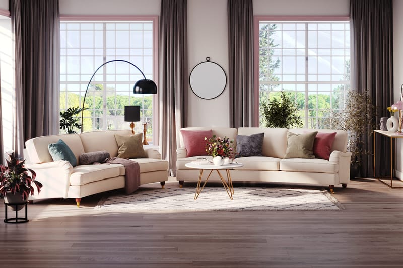 Howard Lyx 4-seters Svunget Manchestersofa - Beige - Møbler - Sofaer - Howard-sofaer