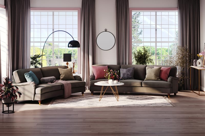 Howard Lyx 4-seters Svunget Manchestersofa - Mørk grå - Møbler - Sofaer - Howard-sofaer