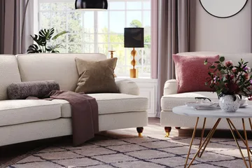 Howard Lyx 4-seters Svunget Sofa i Bouclé - Hvit - Møbler - Sofaer - Howard-sofaer