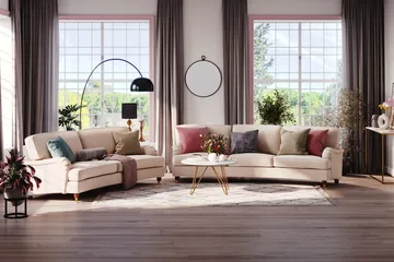 Howard Lyx 4-seters Svunget Stoffsofa - Beige - Møbler - Sofaer - Howard-sofaer