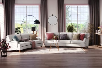 Howard Lyx 4-seters Svunget Stoffsofa - Lys grå - Møbler - Sofaer - Howard-sofaer