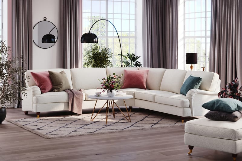 Howard Lyx 6-seters Høyrevendt L-formet Hjørnesofa i Bouclé - Hvit - Møbler - Sofaer - Howard-sofaer