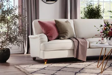 Howard Lyx 6-seters Høyrevendt L-formet Hjørnesofa i Fløyel - Kremhvit - Møbler - Sofaer - Howard-sofaer