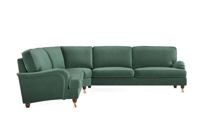 Howard Lyx 6-seters Høyrevendt L-formet Hjørnesofa i Fløyel - Mørk grønn - Møbler - Sofaer - Howard-sofaer