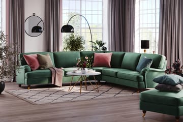 Howard Lyx 6-seters Høyrevendt L-formet Hjørnesofa i Fløyel - Mørk grønn - Møbler - Sofaer - Howard-sofaer