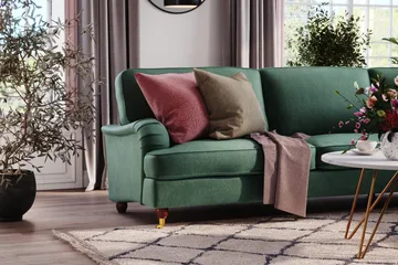 Howard Lyx 6-seters Høyrevendt L-formet Hjørnesofa i Fløyel - Mørk grønn - Møbler - Sofaer - Howard-sofaer