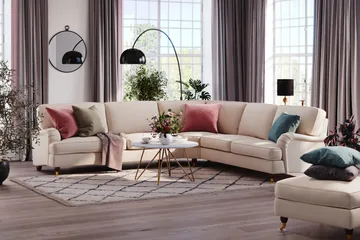 Howard Lyx 6-seters Høyrevendt L-formet Hjørnesofa i Manchester - Beige - Møbler - Sofaer - Howard-sofaer