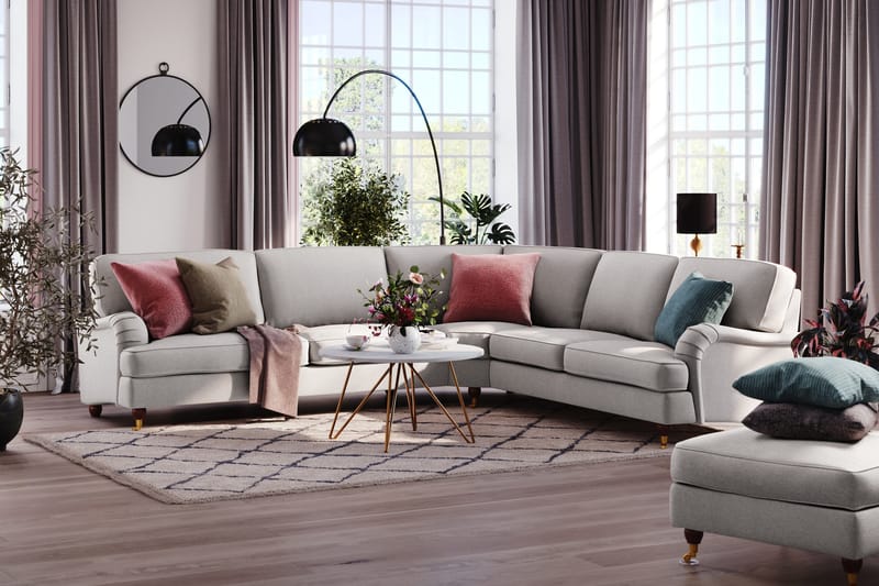 Howard Lyx 6-seters Høyrevendt L-formet Hjørnesofa i Stoff - Lys grå - Møbler - Sofaer - Howard-sofaer