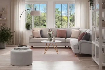 Howard Lyx 6-seters Høyrevendt L-formet Hjørnesofa i Stoff - Lys grå - Møbler - Sofaer - Howard-sofaer