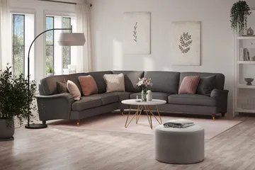 Howard Lyx 6-seters Høyrevendt L-formet Hjørnesofa i Stoff - Mørk grå - Møbler - Sofaer - Howard-sofaer