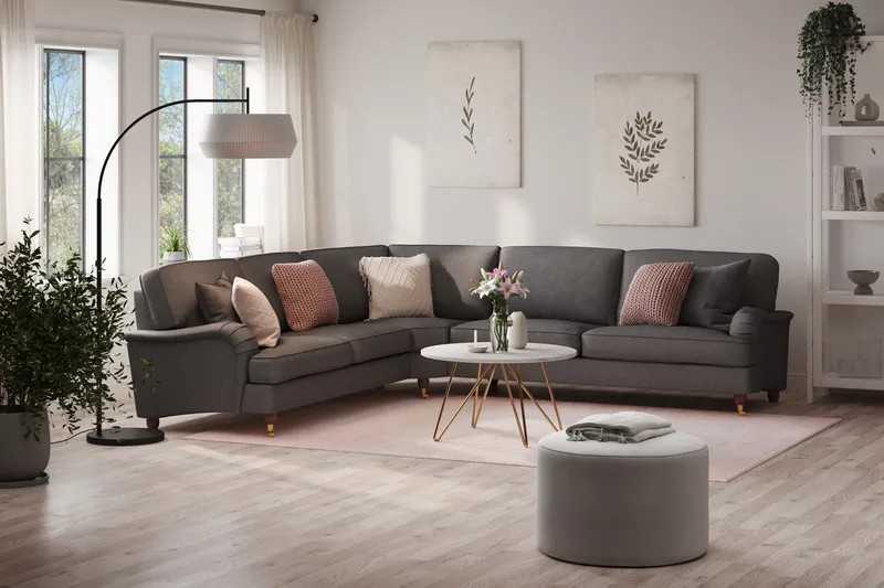 Howard Lyx 6-seters Høyrevendt L-formet Hjørnesofa i Stoff - Mørk grå - Møbler - Sofaer - Howard-sofaer