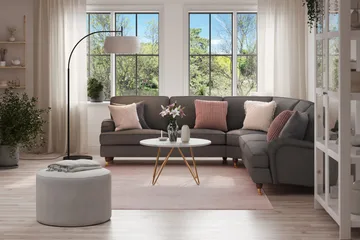 Howard Lyx 6-seters Høyrevendt L-formet Hjørnesofa i Stoff - Mørk grå - Møbler - Sofaer - Howard-sofaer