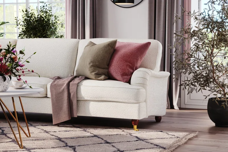 Howard Lyx 6-seters Venstrevendt L-formet Hjørnesofa i Bouclé - Hvit - Møbler - Sofaer - Howard-sofaer