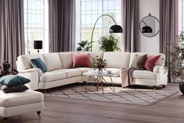 Howard Lyx 6-seters Venstrevendt L-formet Hjørnesofa i Fløyel - Kremhvit - Møbler - Sofaer - Howard-sofaer