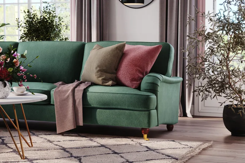 Howard Lyx 6-seters Venstrevendt L-formet Hjørnesofa i Fløyel - Mørk grønn - Møbler - Sofaer - Howard-sofaer