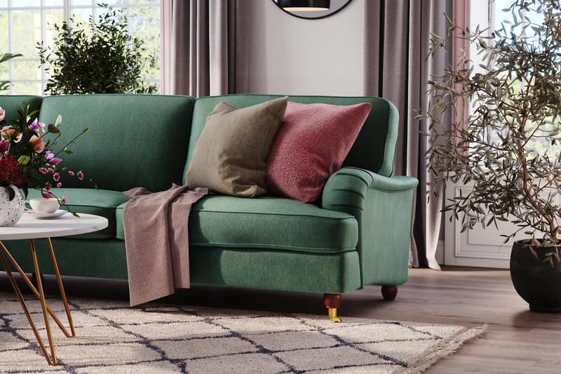 Howard Lyx 6-seters Venstrevendt L-formet Hjørnesofa i Fløyel - Mørk grønn - Møbler - Sofaer - Howard-sofaer