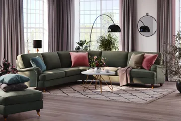 Howard Lyx 6-seters Venstrevendt L-formet Hjørnesofa i Manchester - Mørk grønn - Møbler - Sofaer - Howard-sofaer