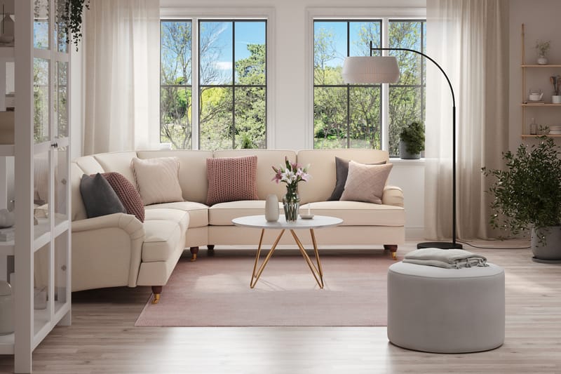 Howard Lyx 6-seters Venstrevendt L-formet Hjørnesofa i Stoff - Beige - Møbler - Sofaer - Howard-sofaer