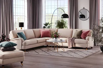 Howard Lyx 6-seters Venstrevendt L-formet Hjørnesofa i Stoff - Beige - Møbler - Sofaer - Howard-sofaer