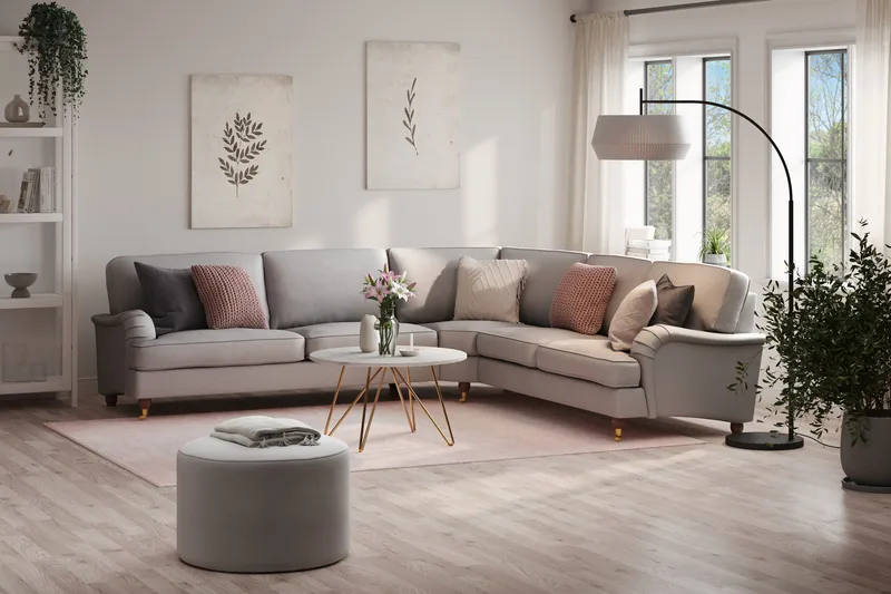 Howard Lyx 6-seters Venstrevendt L-formet Hjørnesofa i Stoff - Lys grå - Møbler - Sofaer - Howard-sofaer