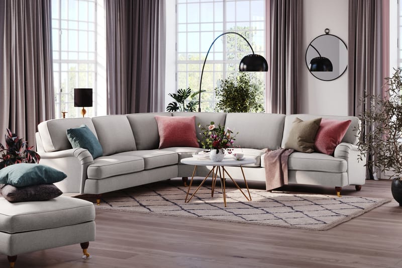 Howard Lyx 6-seters Venstrevendt L-formet Hjørnesofa i Stoff - Lys grå - Møbler - Sofaer - Howard-sofaer
