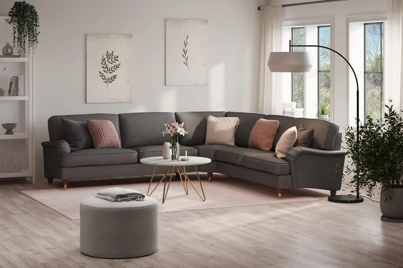 Howard Lyx 6-seters Venstrevendt L-formet Hjørnesofa i Stoff - Mørk grå - Møbler - Sofaer - Howard-sofaer