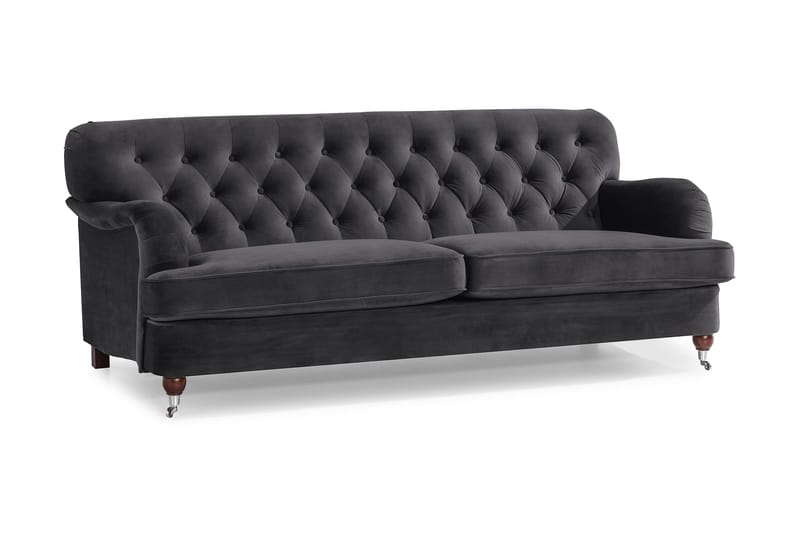 Howard Riviera 3-seters Fløyelssofa - Mørk grå - Møbler - Sofaer - Howard-sofaer