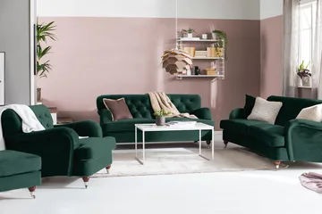 Howard Riviera 3-seters Svingt Fløyelssofa - Grønn - Møbler - Sofaer - Howard-sofaer