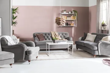 Howard Riviera 3-seters Svingt Fløyelssofa - Lys grå - Møbler - Sofaer - Howard-sofaer