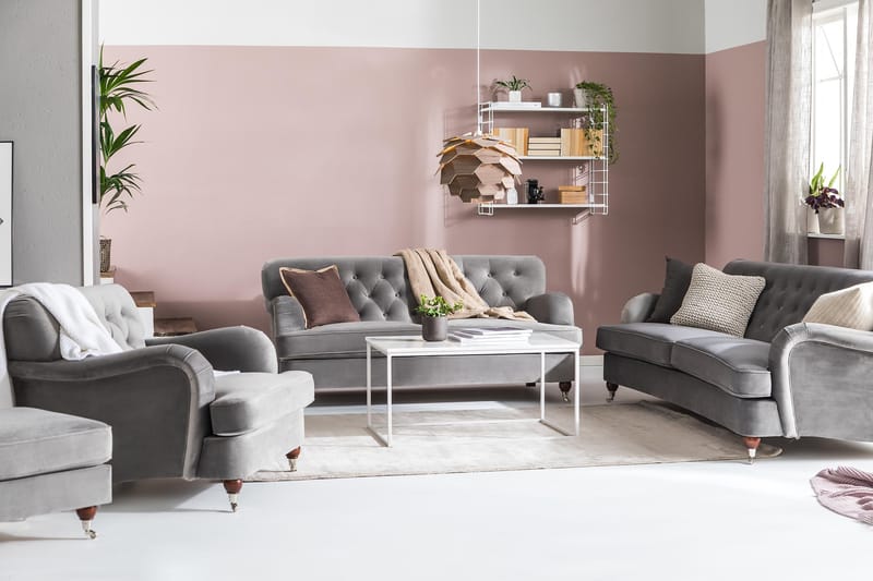 Howard Riviera 3-seters Svingt Fløyelssofa - Lys grå - Møbler - Sofaer - Howard-sofaer