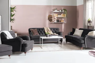 Howard Riviera 3-seters Svingt Fløyelssofa - Mørk grå - Møbler - Sofaer - Howard-sofaer