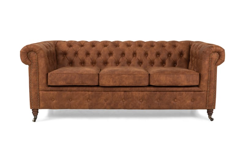 Sofa Chester Deluxe 3-seter - Konjakk - Skinnsofaer - Chesterfield sofaer - 3 seter sofa - Howard-sofaer
