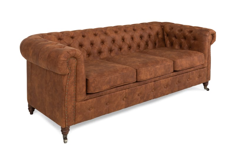 Sofa Chester Deluxe 3-seter - Konjakk - Skinnsofaer - Chesterfield sofaer - 3 seter sofa - Howard-sofaer