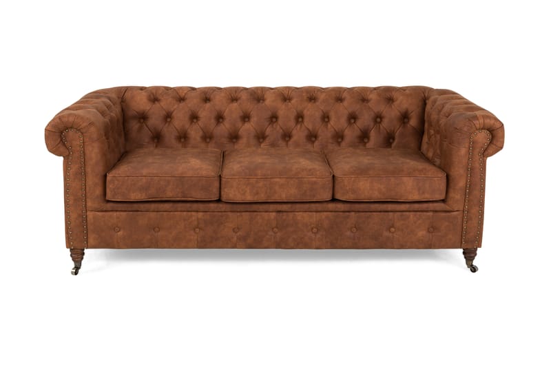 Sofa Chester Deluxe 3-seter - Konjakk - Skinnsofaer - Chesterfield sofaer - 3 seter sofa - Howard-sofaer