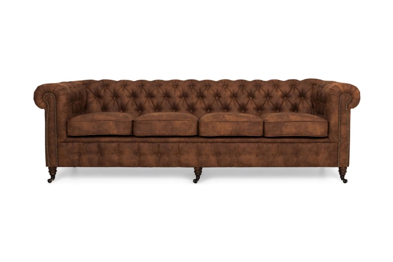 Sofa Chester Deluxe 4-seter - Cognac - Skinnsofaer - 4 seter sofa - Chesterfield sofaer - Howard-sofaer