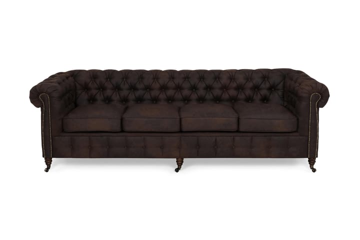 Sofa Chester Deluxe 4-seter - Mørkbrun - Chesterfield sofaer - Howard-sofaer - 4 seter sofa - Skinnsofaer