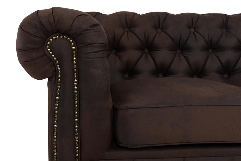 Sofa Chester Deluxe 4-seter - Mørkbrun - Skinnsofaer - 4 seter sofa - Chesterfield sofaer - Howard-sofaer