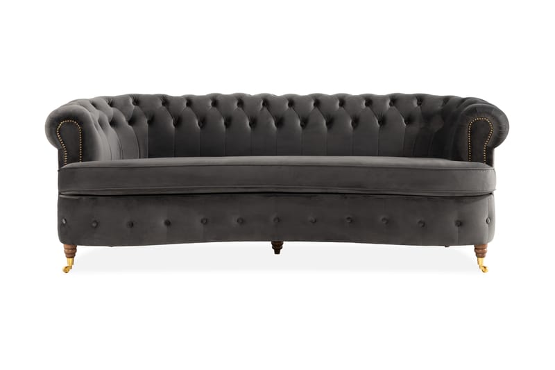 Sofa Chester Deluxe Buet - Grå - Chesterfield sofaer - 3 seter sofa - Howard-sofaer