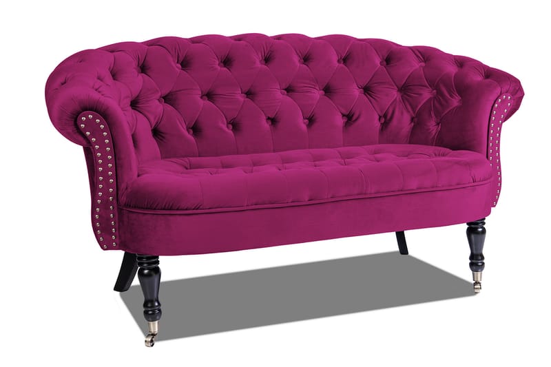 Sofa Chester Ludovic 2-seters - Cerise - Fløyelssofaer - 2 seter sofa - Howard-sofaer - Chesterfield sofaer