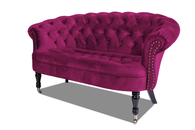 Sofa Chester Ludovic 2-seters - Cerise - Fløyelssofaer - 2 seter sofa - Howard-sofaer - Chesterfield sofaer