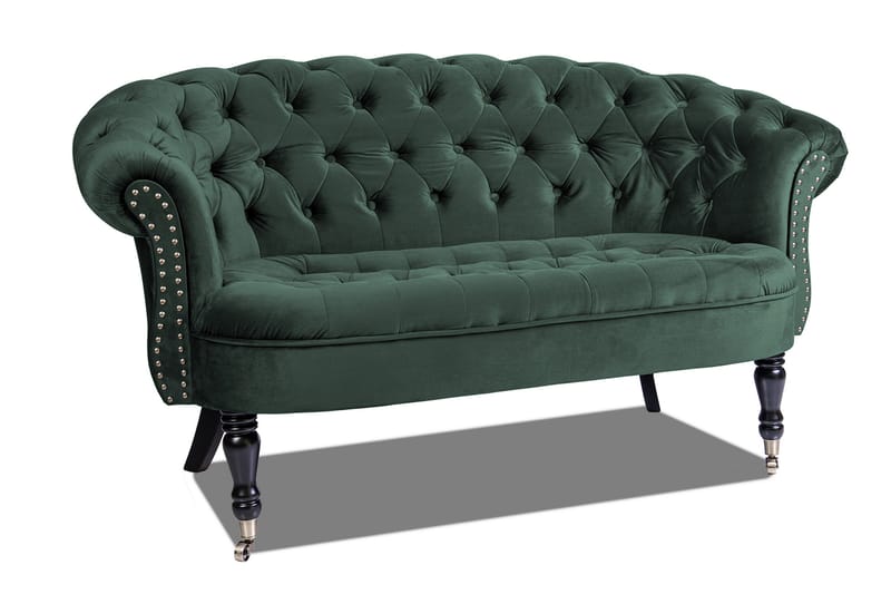 Sofa Chester Ludovic 2-seters - Mørkegrønn - Fløyelssofaer - 2 seter sofa - Howard-sofaer - Chesterfield sofaer