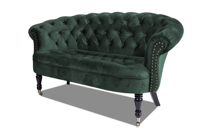 Sofa Chester Ludovic 2-seters - Mørkegrønn - Fløyelssofaer - 2 seter sofa - Howard-sofaer - Chesterfield sofaer