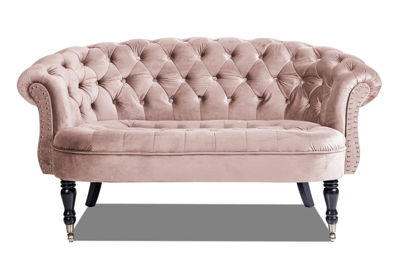 Sofa Chester Ludovic 2-seters - Rosa - Fløyelssofaer - 2 seter sofa - Howard-sofaer - Chesterfield sofaer