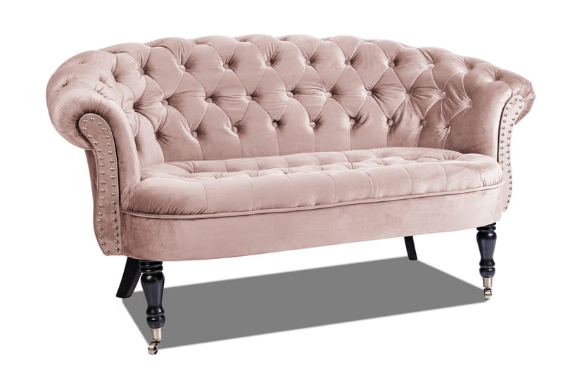 Sofa Chester Ludovic 2-seters - Rosa - Fløyelssofaer - 2 seter sofa - Howard-sofaer - Chesterfield sofaer