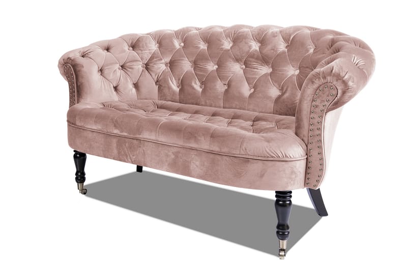 Sofa Chester Ludovic 2-seters - Rosa - Fløyelssofaer - 2 seter sofa - Howard-sofaer - Chesterfield sofaer