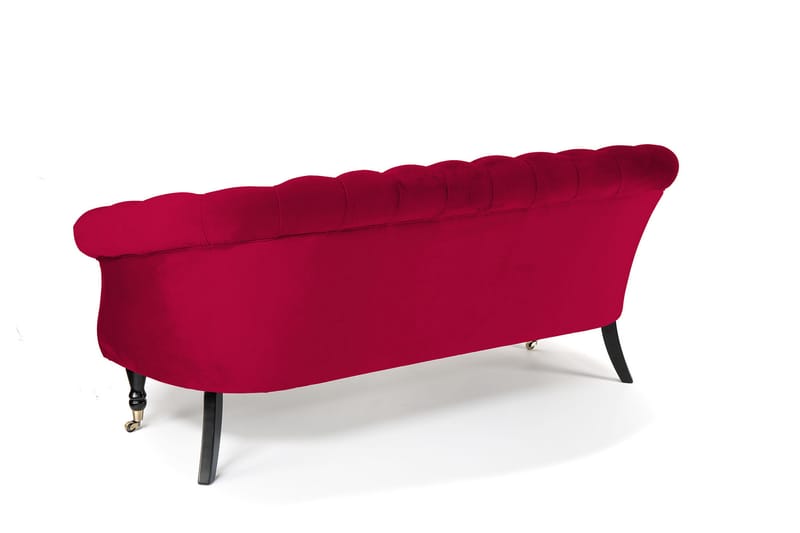 Sofa Chester Ludovic 3-seters - Cerise - Fløyelssofaer - 3 seter sofa - Howard-sofaer - Chesterfield sofaer