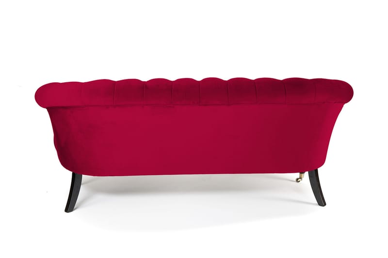 Sofa Chester Ludovic 3-seters - Cerise - Fløyelssofaer - 3 seter sofa - Howard-sofaer - Chesterfield sofaer