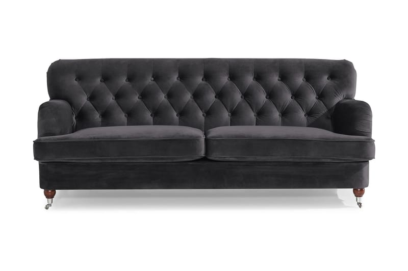 Sofa New Castle Fløyel - Mørkgrå - Fløyelssofaer - Howard-sofaer - 3 seter sofa