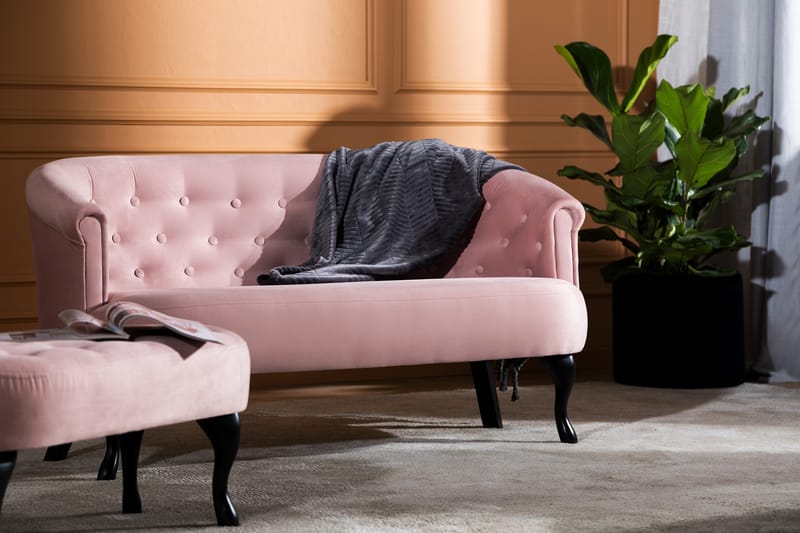 Sofa Thunia Siss Fløyel - Lysrosa Fløyel - Møbler - Sofaer - Howard-sofaer