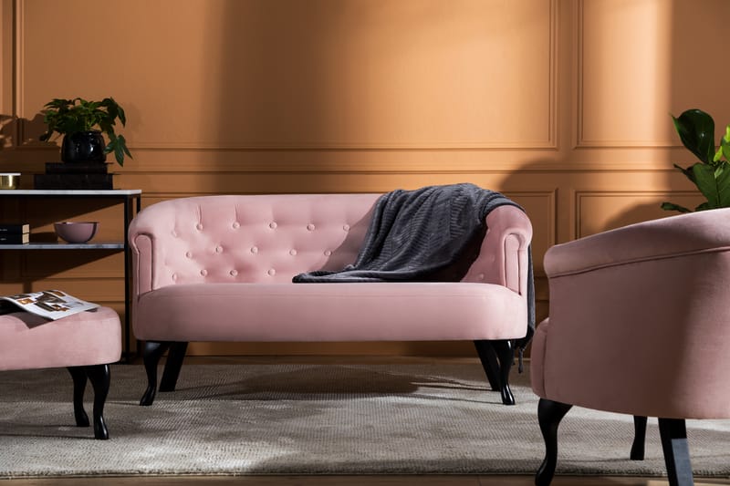 Sofa Thunia Siss Fløyel - Lysrosa Fløyel - Møbler - Sofaer - Howard-sofaer